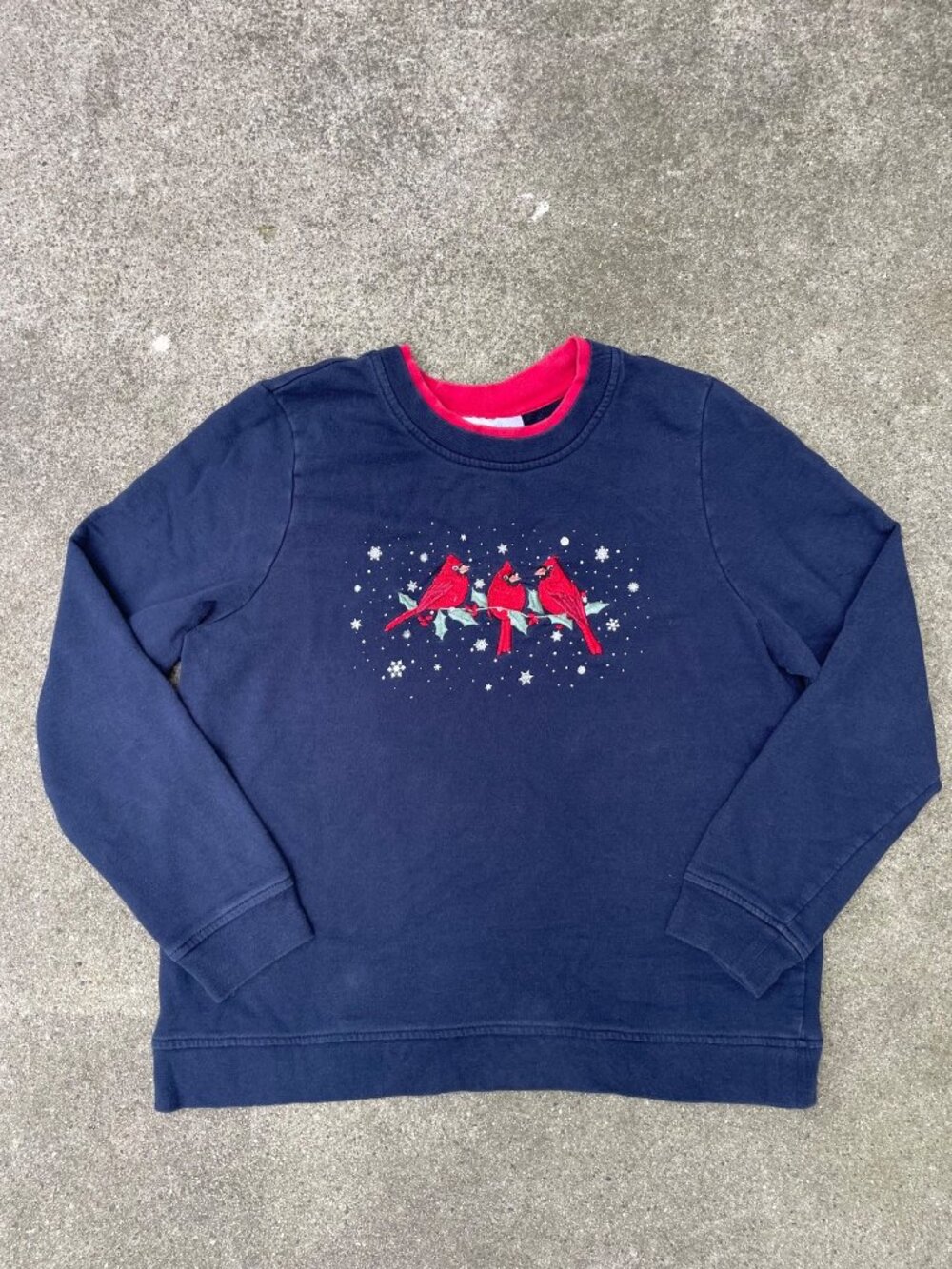 Vintage Christmas Sweater Holiday Baggy P XL Cardinals Ivy Grandmacore Cottage